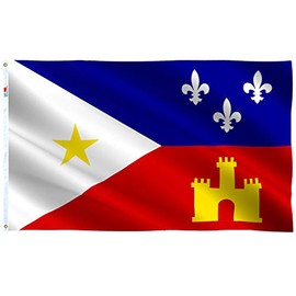 Acadiana Flag Large 3x5 Ft, Moderate-Outdoor Both Sides 100D Polyester,The flag of the ethnic Acadian (Cajun) region in Louisiana, United States) 1965, America Acadian Flag