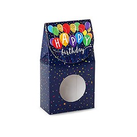 6 Pack, Happy Birthday Balloons Window Box, Small 3.5x1.75x6.5" for Party, Holiday & Events