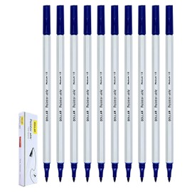 DOLLAR PointerStic Felt Tip Colouring Pens, BLUE, Medium Point (1.0mm), Pack of 10, Ideal for Write Draw Sketch Colour, School Office Home Use