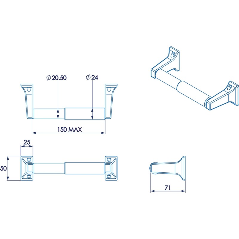Croydex Sutton Wall Mounted Spindle Toilet Roll Holder with Zinc