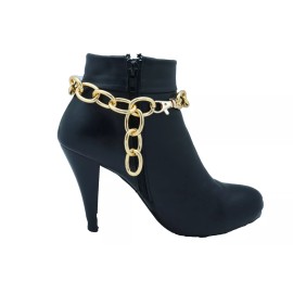 Unbranded Women Gold Metal Chunky Chain Thick Links Boot Bracelet Shoe Band Cool Strap