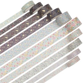 YUBX Creative Washi Tape Set 10 Rolls Gold Foil Print Decorative Masking Tapes for Arts, DIY Crafts, Journals, Planners, Scrapbook, Wrapping (Garden Maze)