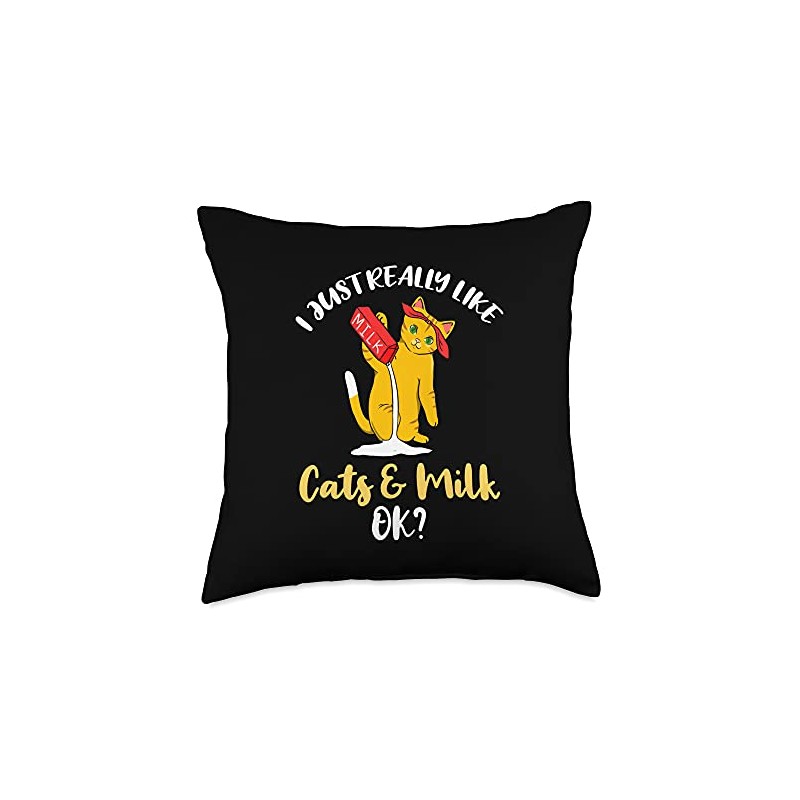 I Just Really Like Cats And Milk Ok Throw Pillow,