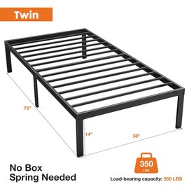 Heavy Duty Metal Bed Frame with Sturdy Steel Slat Support, No Box Spring Needed,Twin/Full//King Size tiktok shop bedding Sturdy - mattress & bed frame size: Twin