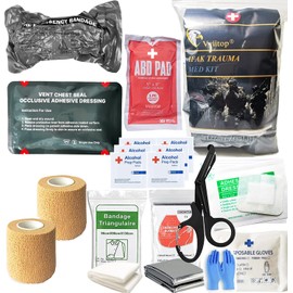 VVIITOP Trauma Refill Kit Med Pack IFAK First Aid | Vented Chest Seal | Israeli Bandage | ABD Pad | Self-Adhesive Bandages | Compressed Gauze | Bleeding Control Pack Feat Med Kits (Intermediate)
