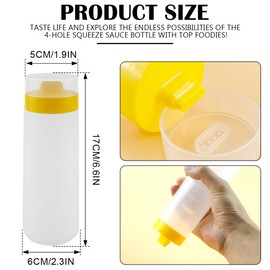 DOERDO 4-Hole Squeeze Type Sauce Bottle, Sauce Squeeze Bottle for Sauces Ketchup Jam Olive Oil, 300ML, Yellow