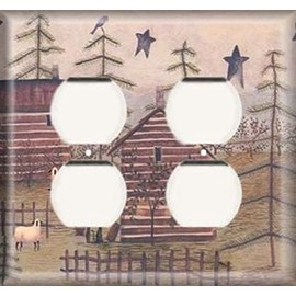 SnazzySwitch Decorative Outlet Cover Plate - Brick House - Double Duplex Receptacle