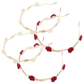 TOVINANNA 4pcs Flower Leaf Headbands and Rose Design for Weddings Parties and Special Occasions Vintage Decorative Hair Accessories for Brides and Bridesmaids