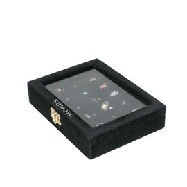 XHMQYC Earrings Organizer Jewelry Case Earrings Storage Tray Earrings Box Velvet Small Jewelry Box for Girls Women (Black)