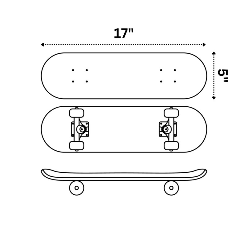 Small Skateboard, 17 x 5 Inch Double Kick Skateboard for