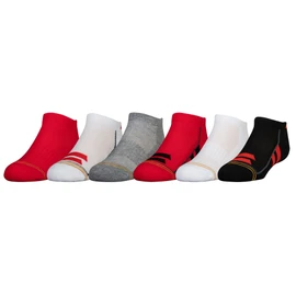 Gold Toe Big Boys' 6 Pack Ultra Tec Color Block Liner, Color Block Black/Red, Medium