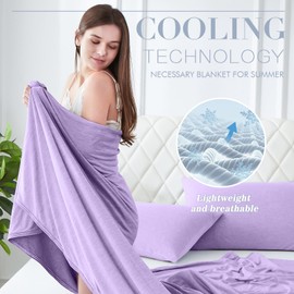 LUXEAR Cooling Blanket Keep Cool in Summer, 51 X 67in Twin or Baby Size Blanket for Adults, Children Japanese Q-Max >0.5 Technology Arc-Chill Cooling Fiber Breathable Comfortable All-Season-Purple