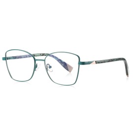 QECEPEI Blue Light Glasses Thin Metal Frame Clear Lens Glasses Non-Prescription Green