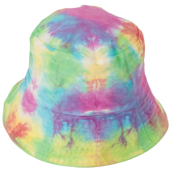 [3world] Bucket Hat, Bakaiha, Tie-Dye Dye, Pushing Activity, Festival, Outdoor, One Size Fits Most, Rainbow