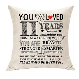 Gifts for 11 Year Old Girl Birthday Cushion Cover 11th Birthday Gifts for Boys Daughter Son Gift Ideas 11 Year Old Girl Gifts for Birthday, 11th Birthday Decorations for Girls Throw Cushion Cover (11)