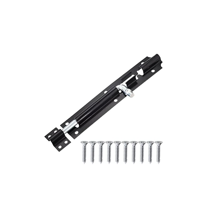 iPEAK Door Bolt Lock (8'') Black Heavy Duty Latch Door