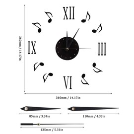 Wooden Wall Clocks Sticker Musical Note 3D Musical Notes and Roman Numerals Record Modern Interior Design Home Decor 30-60CM