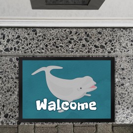 speecheese Grindwal Doormat XL in 40 x 60 cm with Ocean Motif and Saying Walcome Welcome Sea Mammals Whales Whale Animal Ocean Sea Doormat Welcome Whale Safari Giant of the Oceans Wall Lovers