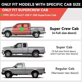 Running Boards for Ford F-250 F-350 F-450 F-550 1999-2016 Super Duty Crew Cab, Side Steps for Truck, Black Carbon Steel Nerf Bars,Pair Drop Steps