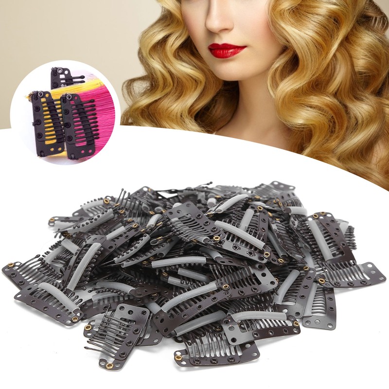 100pcs 10 Teeth Wig Clip Stainless Steel DIY Hairpiece Snap