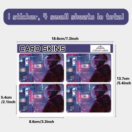 CREATCABIN 4Pcs Debit Card Sticker Credit Card Skin Cyberpunk Personalizing Card Decor Waterproof Removable Bank Card Cover Protecting Sticker Valentine's Day Gifts for Credit Card Holders 3.3x2.1in