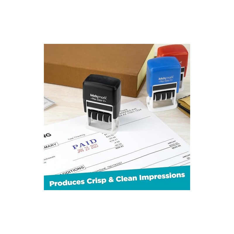 maxmark Max Dater SELF-INKING Frase sello de fecha - Tinta