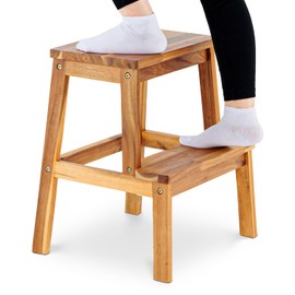 BEEFURNI 2 Step Stool Wood, Wooden Step Stools for Adults & Kids 350 lbs, Toddler Step Stool Kitchen Helper, Bathroom Stool, Bed Step Stools, Easy to Assemble, 1 Year Manufacturer Warranty