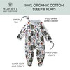 HonestBaby Sleep and Play Footed Pajamas One-Piece Sleeper Jumpsuit Zip-front