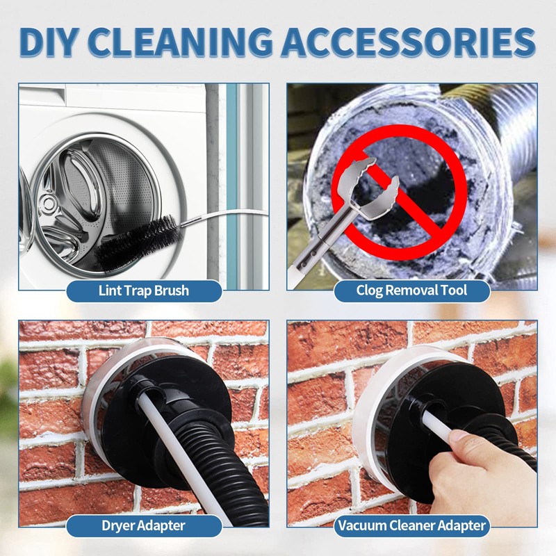 Bluesea 7 Pieces 30 Feet Dryer Vent Cleaner Kit, Reinforced