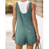 Yeokou Women's Casual Summer Cotton Linen Rompers Overalls Jumpsuit Shorts(DarkGreen-M)