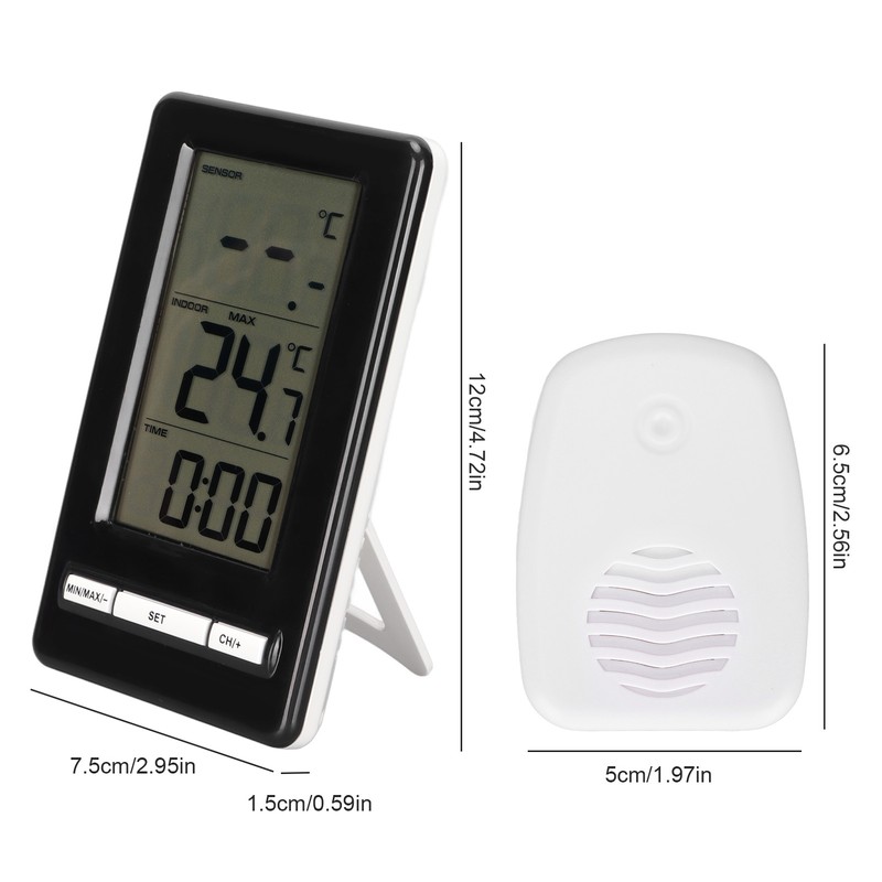 Wireless Electronic Thermometer Indoor Outdoor Home Digital Weather Station Clock