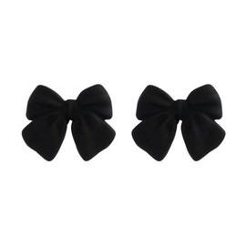 Artist Bow Tie Ribbon Stud Earrings for Women Red Black Daily Bow Earring Jewelry (Black)