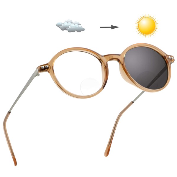 LifeArt Bifocal Reading Glasses, Transition Photochromic Dark Grey Sunglasses, Oval