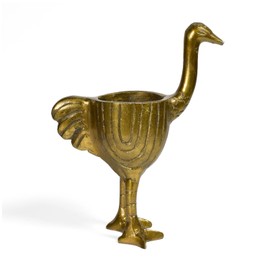The Barrington Garage Ostrich 8-1/4" Cast Metal Figurine, Planter, Catchall, Pen/Pencil Cup