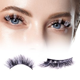 AJEAJE Christmas False Eyelashes,Silver Shimmer Self Adhesive Soft Natural Eyelashes,Handmade Fluffy Cat Eye Lashes 2 Pairs