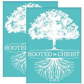 OLYCRAFT 2pcs 5.5x7.7 Inch Self-Adhesive Silk Screen Printing Stencils Tree Roots Silkscreen Stencils Reusable ROOTED in CHRIST Mesh Transfer Stencil for Painting on Wood T-shirts Bags
