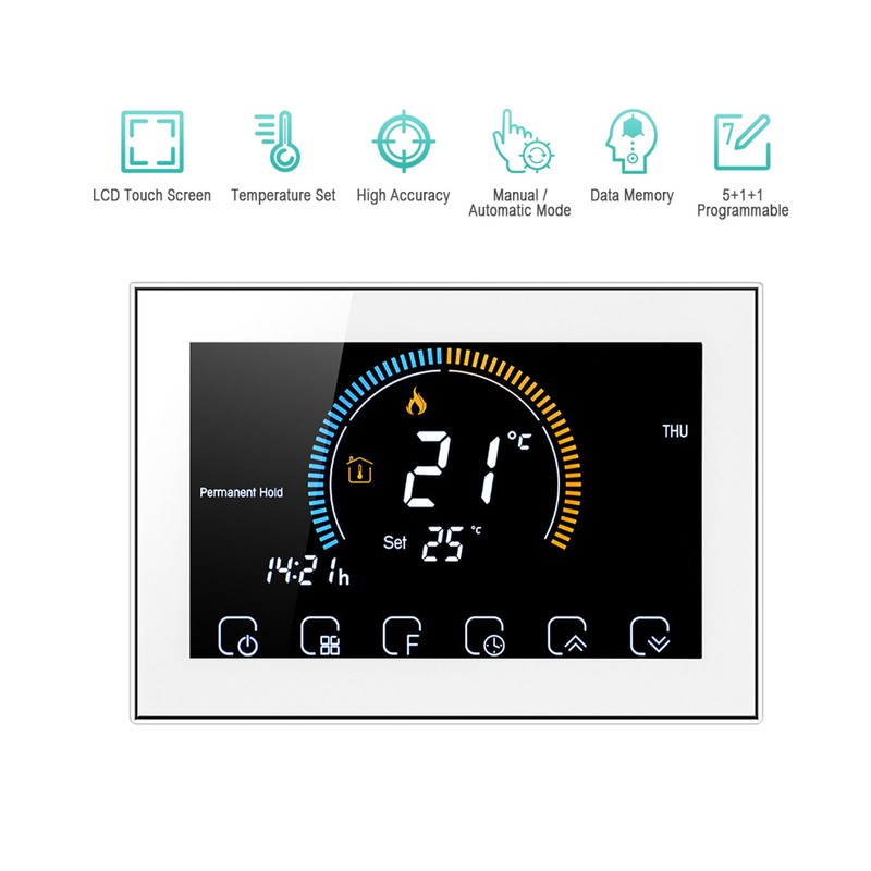 Intelligent Thermostat with LCD Touch Screen Temperature Controller for Home