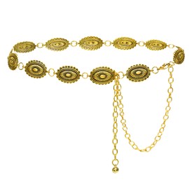 SEDEX Western Metal Concho Belt, Cowgirl Gold Belt Fashion Boho Waist Chain Y2K for Jeans Dresses Pants Adjustable Vintage Concert Accessories