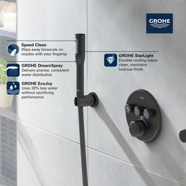 GROHE 264662430 Euphoria Cosmopolitan Stick Handshower, Black Matte
