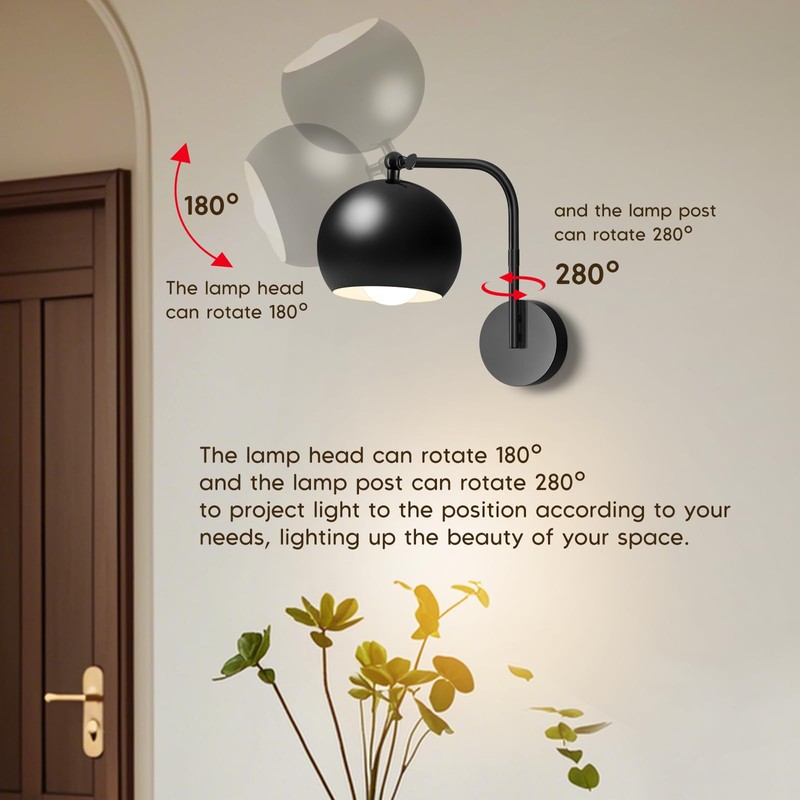 DZW Black Battery Operated Wall Sconces Set of 2, Wall