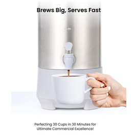 SYBO SR-CP35C Commercial Grade Stainless Steel Percolate Coffee Maker Hot Water Urn for Catering, 30-Cup, 3.5L, Grey