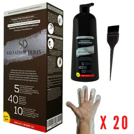 Salvathor Duran - Beard Tint for Men Eliminates Grey - 40 Applications - Natural and Continuous Result - Beard Colour Black 500 ml