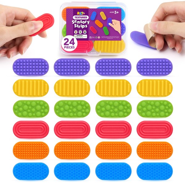 Fidget Toys for Kids Sensory Strips: 24 Pack Textured Sensory