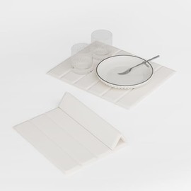 Yofidra Collapsible Dish Drying Mats for Kitchen Counter, 15.7"(L)×11.8"(W) Absorbent Quick Dry Superspun PU leather Diatomaceous Earth for Dishes Bottles Cups, Match Any Countertop-White