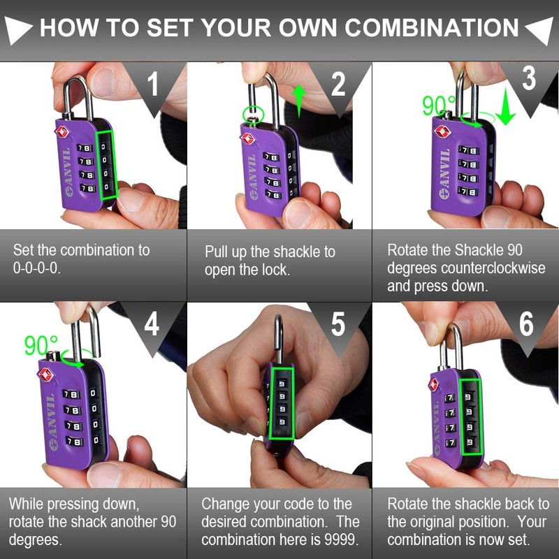 ANVIL TSA Approved Luggage Lock - 4 Digit Combination, 10,000