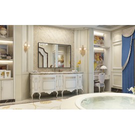 LUSABE 48x36 Inch Black Bathroom Mirror, Metal Framed Vanity Mirror for Wall, Anti-Rust Decorative Rectangle Mirror, Shatter-Proof Home Decor Farmhouse Mirror (Horizontal/Vertical)