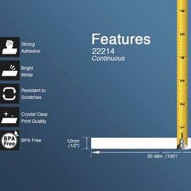 BETCKEY - 1 Roll of DK-22214 Continuous Labels (Paper) Compatible with Brother, 12 mm x 30.48 m, 1 Coloured Label Yellow for Brother QL Label Printers