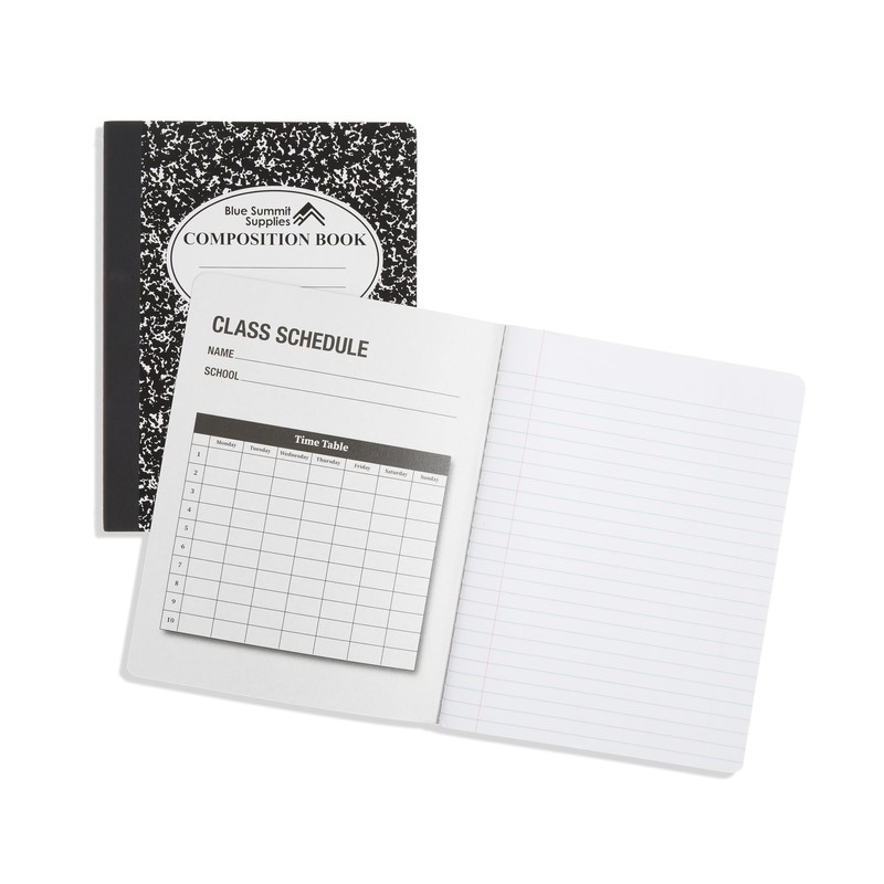 Blue Summit Black Composition Notebook, Black and White Composition Notebook