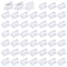 50 Pack Clear Acrylic Place Card Holders, Photo Holders For Tables