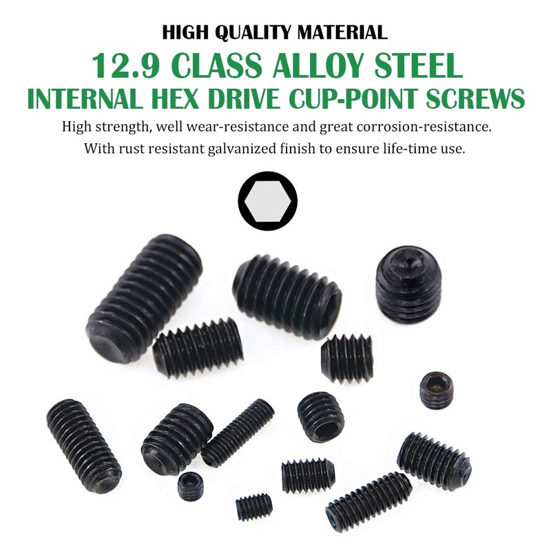 Keadic 450Pcs Internal Hex Drive Cup-Point Screw Assortment Kit -